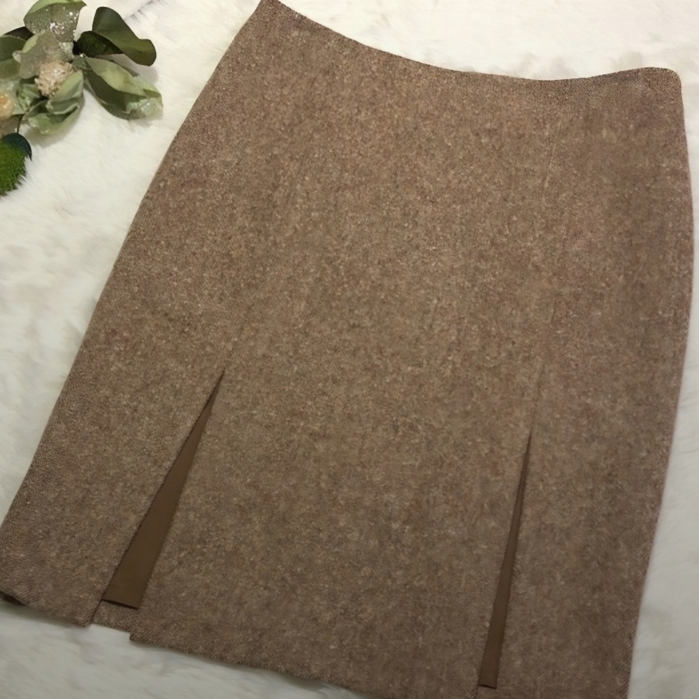 Tory Burch Elegant Tan Wool Skirt
